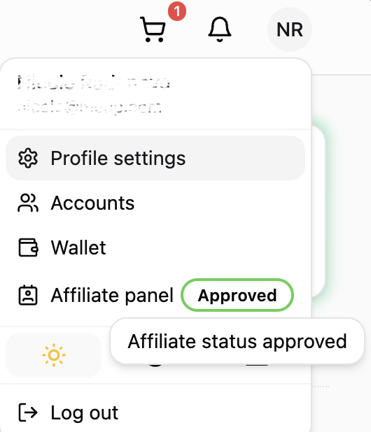 MeUp's Affiliate Program - Approved Status