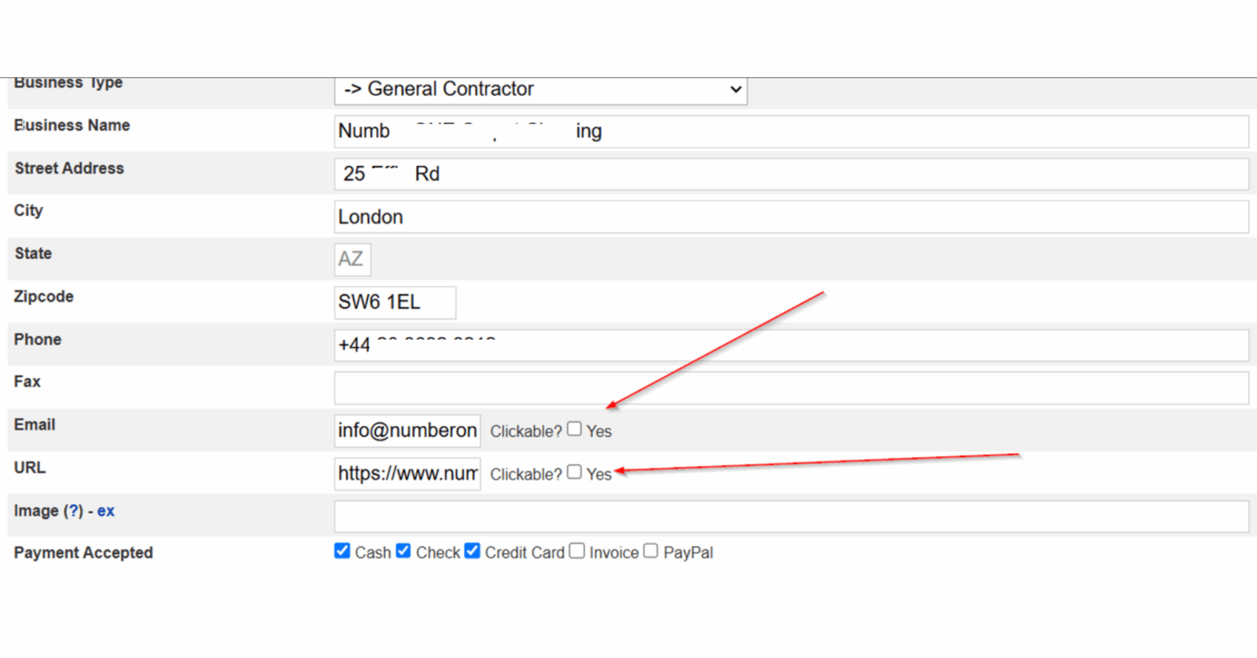 GMB Information Screenshot