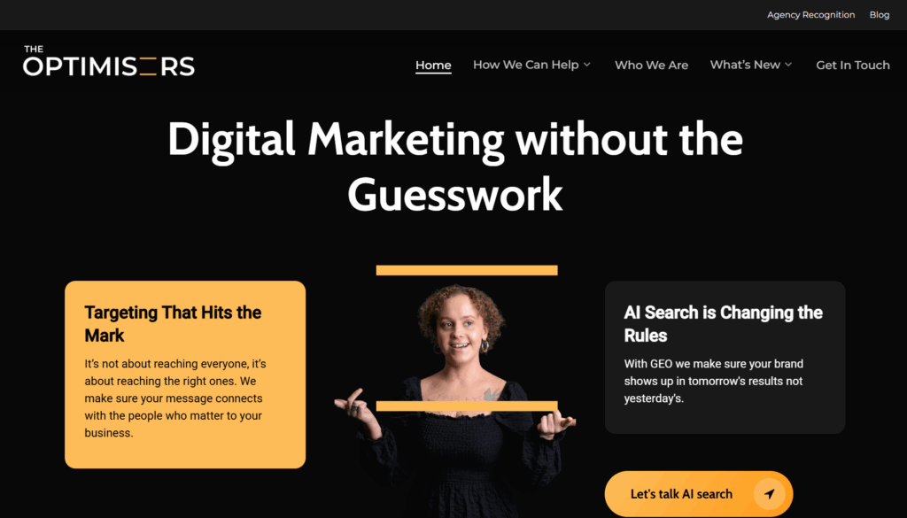 The Optimisers Website Screenshot