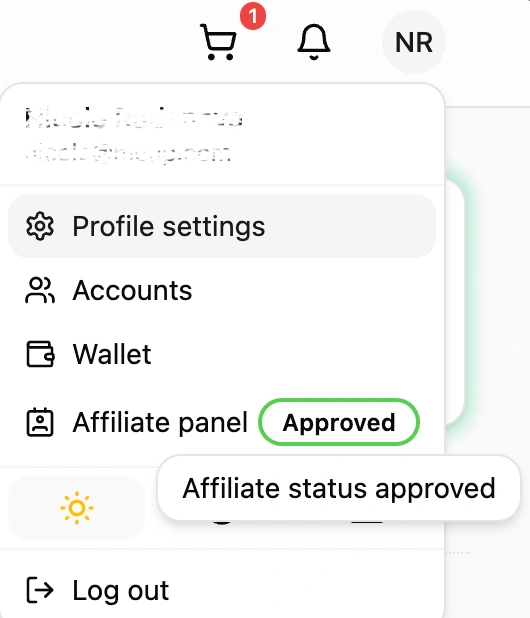 MeUp's Affiliate Program - Approved Status