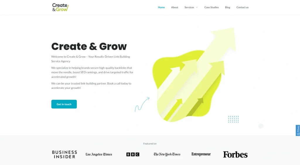 Create & Grow Website Screenshot
